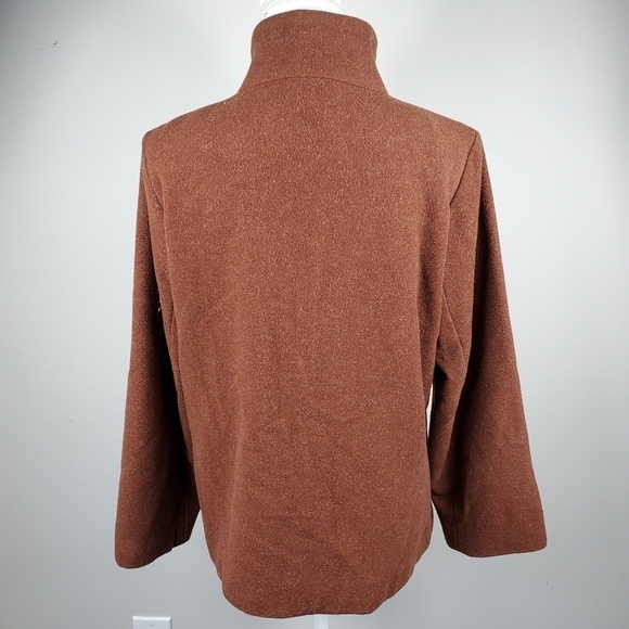 Eileen Fisher Wool Zip Up Jacket Size PM Rust Brown - Picture 9 of 11